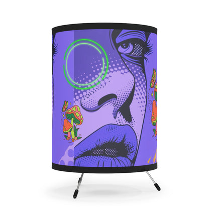 Trippy Pop Art Tripod Lamp with High-Res Printed Shade - Modern Home Decor