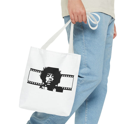 Jimi Hendrix Retro Film Tote Bag with Iconic Music Legend Design