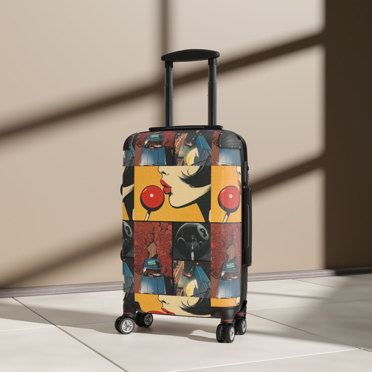 Vintage Graphic Suitcase - Stylish Travel Luggage with Retro Design