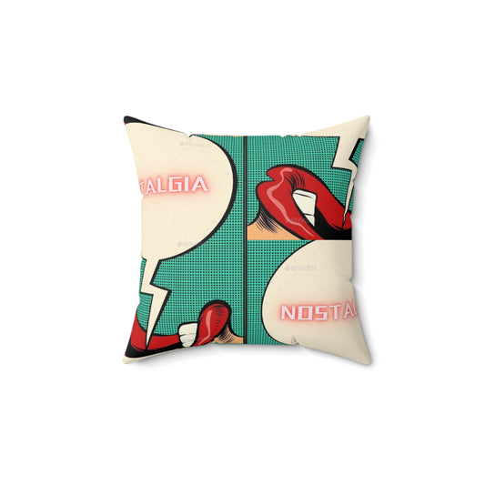 Nostalgia Pop Art Square Pillow – Vintage-Inspired Home Decor