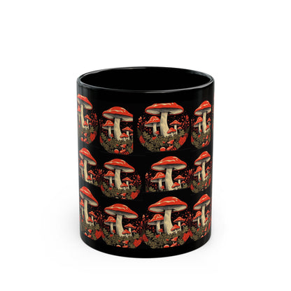 Mushroom-Themed Black Mug - Perfect for Nature Lovers & Gift Ideas