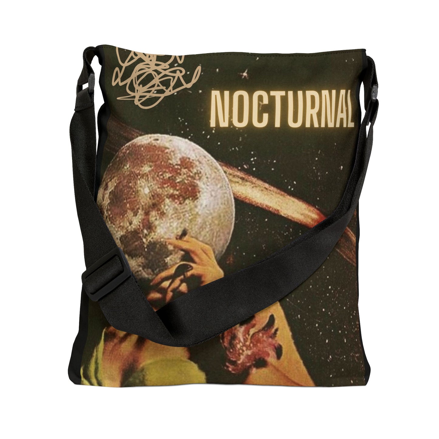 Nocturnal Adjustable Tote Bag - Cosmic Floral Design for Night Owls