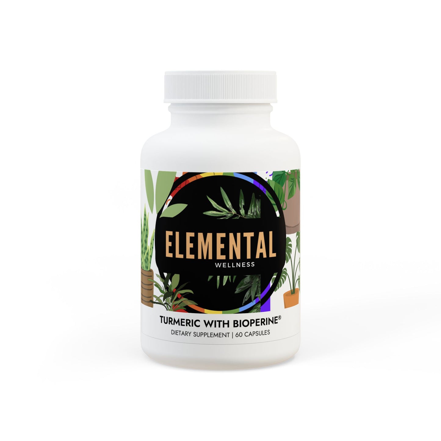 ELEMENTAL Turmeric with BioPerine® (Black Pepper Fruit Extract) Supplement (60 Capsules)