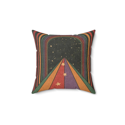 Cosmic Roadway Spun Polyester Square Pillow - Retro Home Decor