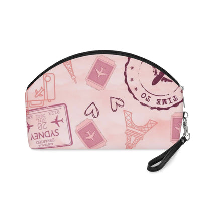 Travel-Girly Makeup Bag with Airplane and Landmark Prints