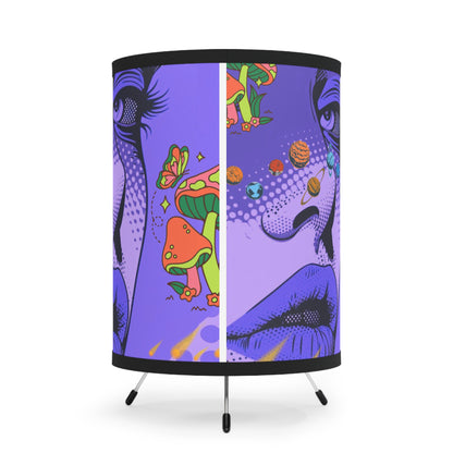 Trippy Pop Art Tripod Lamp with High-Res Printed Shade - Modern Home Decor