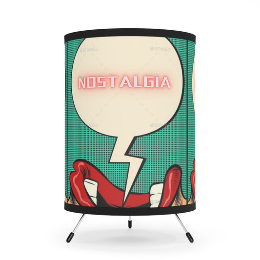 Retro Nostalgia Tripod Lamp - High-Res Printed Shade for Unique Home Decor