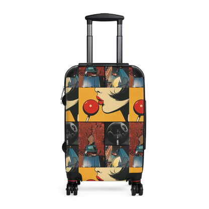 Vintage Graphic Suitcase - Stylish Travel Luggage with Retro Design