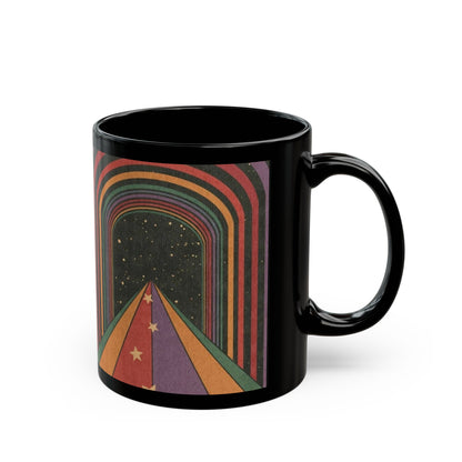 Retro Rainbow Path Black Mug - 11oz & 15oz, Perfect for Coffee Lovers and Gift-Giving