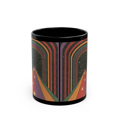 Retro Rainbow Path Black Mug - 11oz & 15oz, Perfect for Coffee Lovers and Gift-Giving