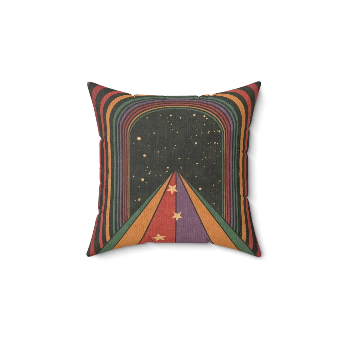 Cosmic Roadway Spun Polyester Square Pillow - Retro Home Decor