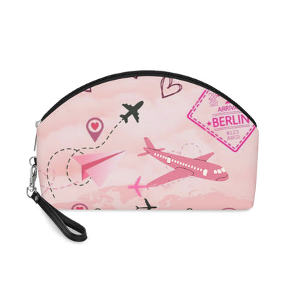 Travel-Girly Makeup Bag with Airplane and Landmark Prints