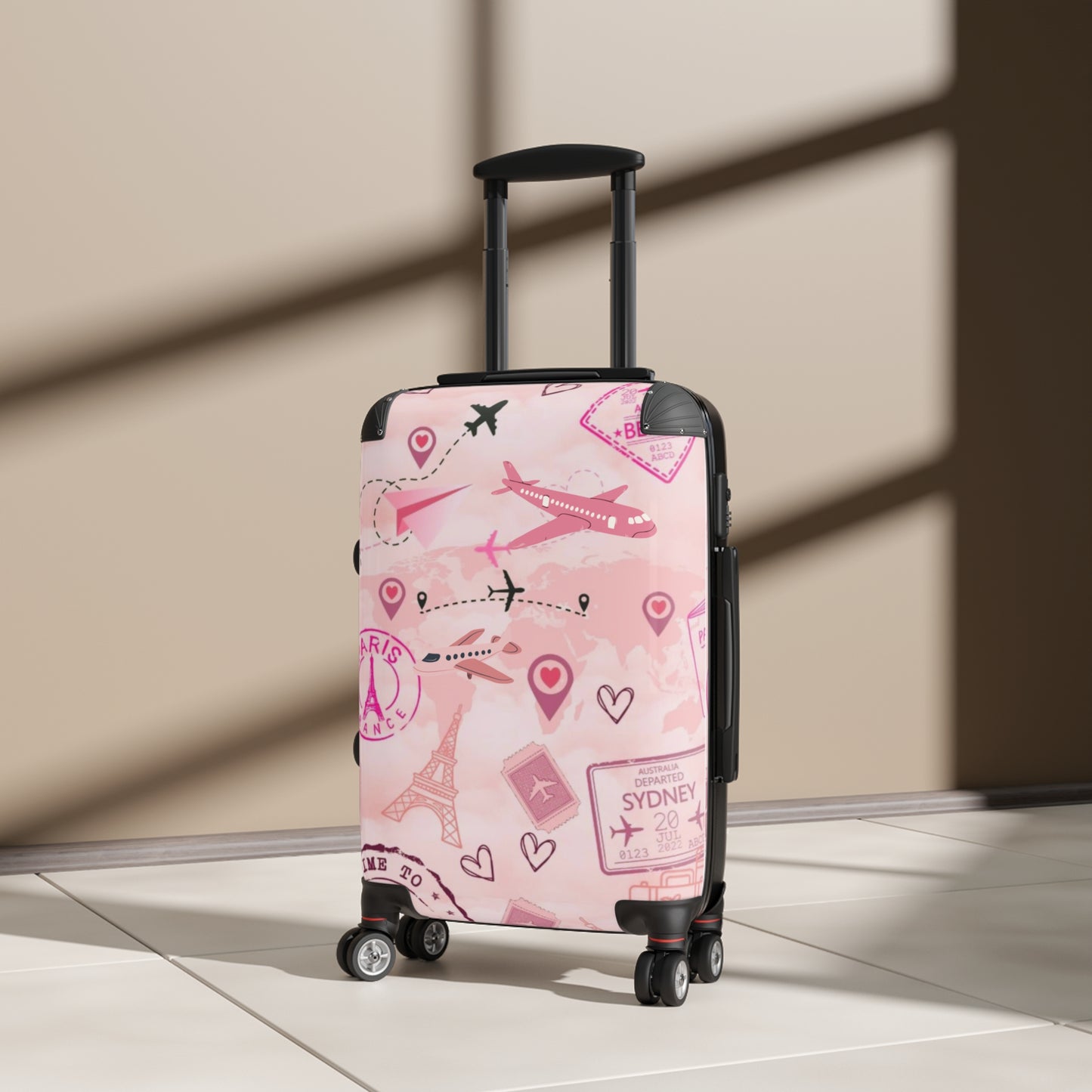 Stylish Travel Girly Suitcase with Parisian Design - Perfect for Jetsetters & Travel Enthusiasts