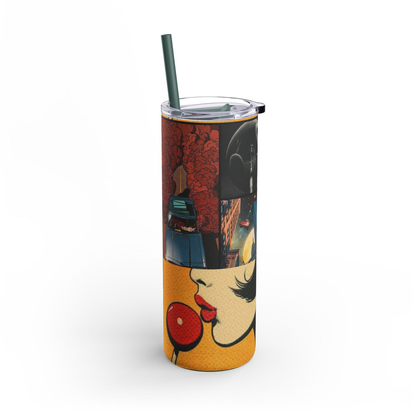 Retro Vintage Vibes Matte Tumbler - 20oz, Stylish Drinkware with Pop Art Design