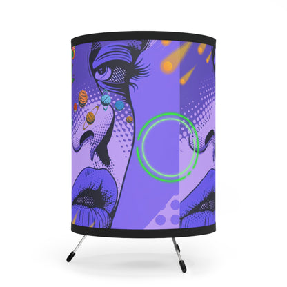 Trippy Pop Art Tripod Lamp with High-Res Printed Shade - Modern Home Decor