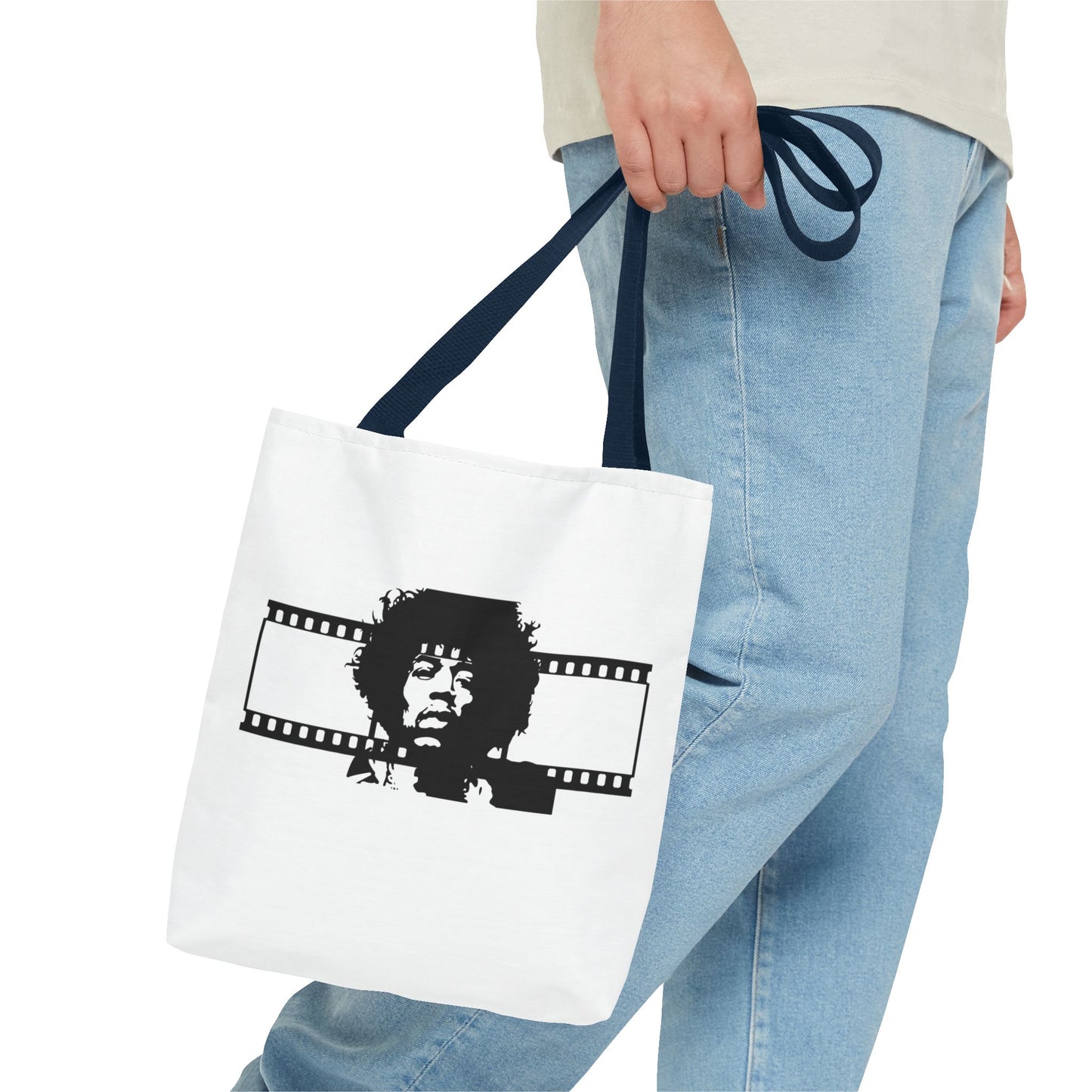 Jimi Hendrix Retro Film Tote Bag with Iconic Music Legend Design