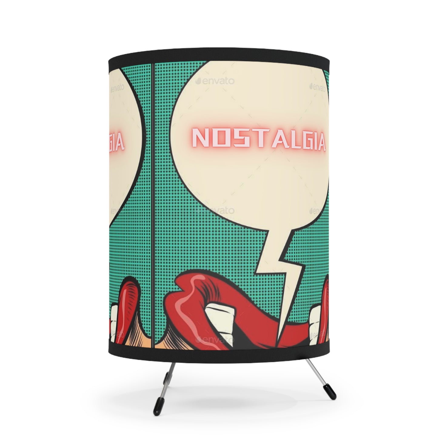 Retro Nostalgia Tripod Lamp - High-Res Printed Shade for Unique Home Decor