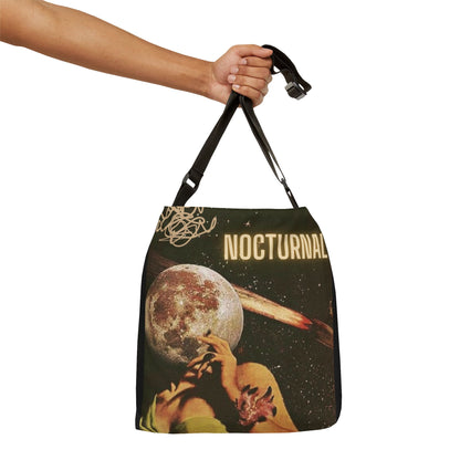 Nocturnal Adjustable Tote Bag - Cosmic Floral Design for Night Owls